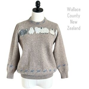 Vintage Beige Sheep Pattern Sweater